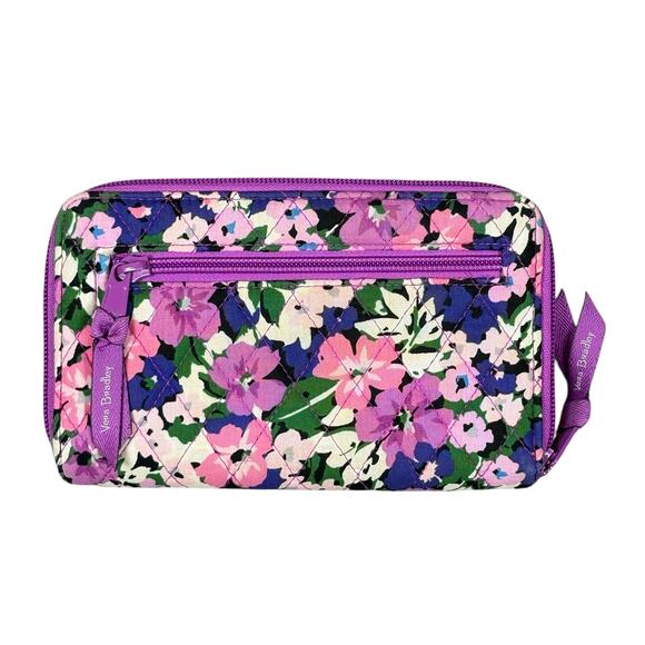 Vera Bradley Flower Garden Turn Lock Wallet Quilted Floral Zip Around Colorful - Picture 2 of 4